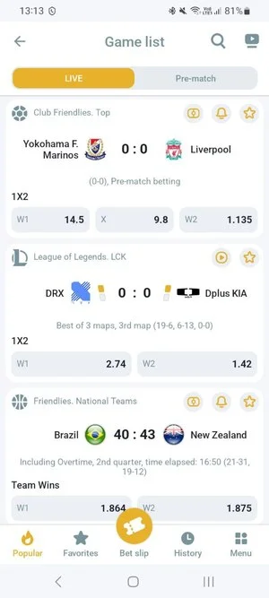 Betting on sports in Melbet mobile